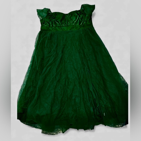 NWT Xpluswear Design Plus Size Semi Formal Elegant Green Off The Shoulder Split - Picture 4 of 4